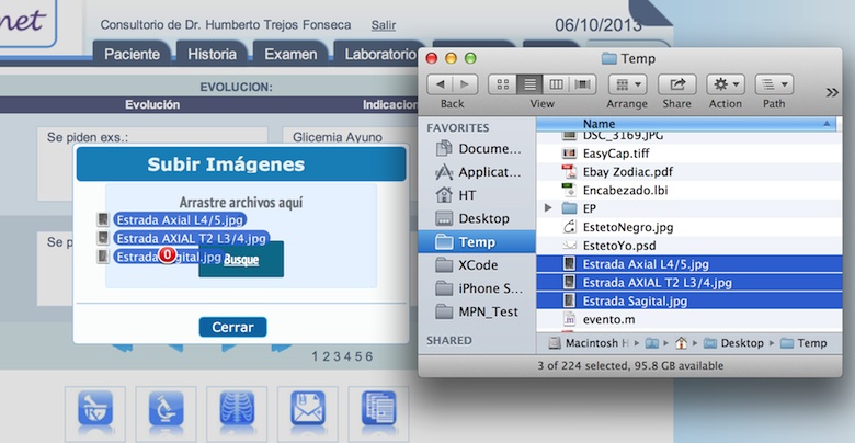 Subiendo las imágenes al Expediente Médico Electrónico