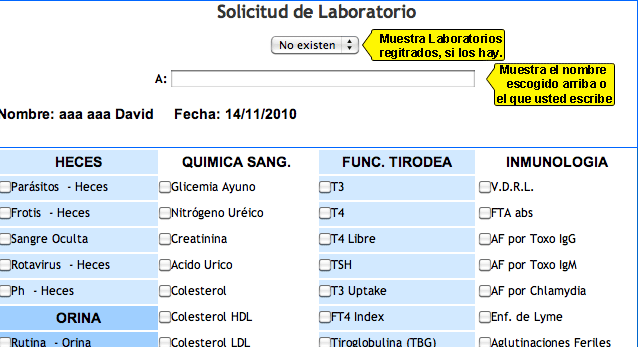 Solicitudes de Rayos-X y Laboratorio del Expediente Médico en Línea