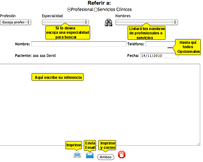 Referencias desde el Expediente Médico Electrónico