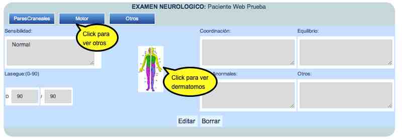 Examen Neurológico del Expediente Médico en Línea